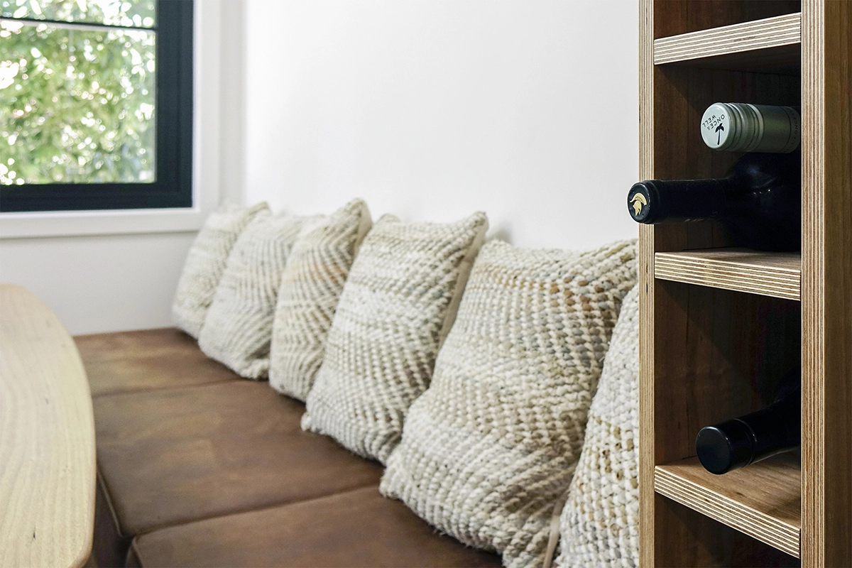 Image of the new bench seat located in the dining room.