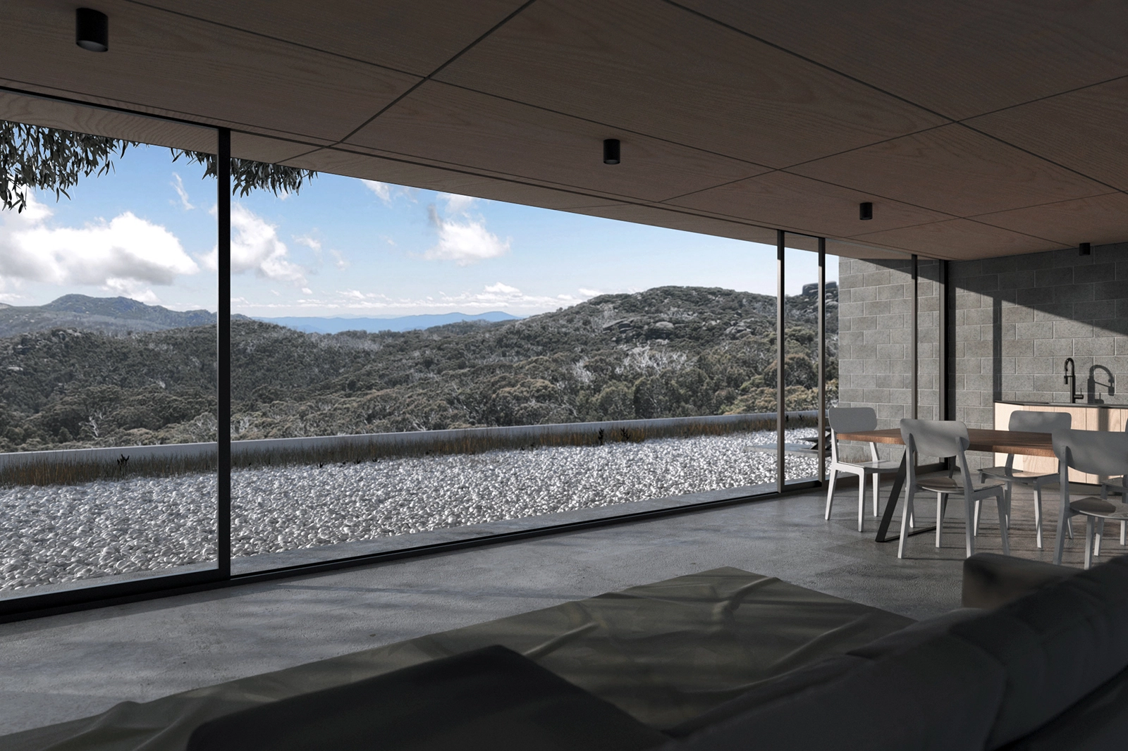 Architect designed holiday retreat immersed in nature, with separate rooms, raw materials, and a rooftop terrace designed by MOA.studio