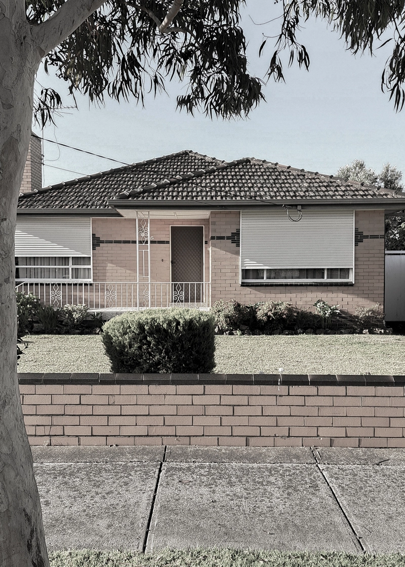 Image of the front facade post war migrant housing in Melbourne's northern suburbs (merri-bek council).
